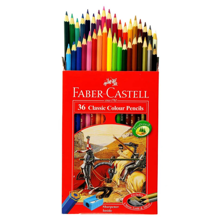 مداد رنگی 36 رنگ فابر کاستل مدل Classic جعبه مقوایی کد 115856 بسته 12 عددی