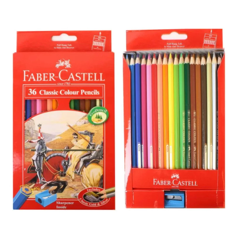 مداد رنگی 36 رنگ فابر کاستل مدل Classic جعبه مقوایی کد 115856 بسته 12 عددی