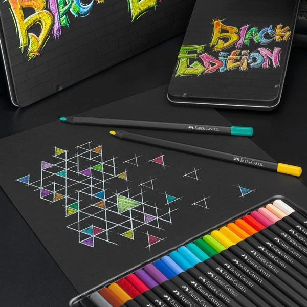 مداد رنگی 24 رنگ فابر کاستل جعبه فلزی مدل Black Edition کد 116425