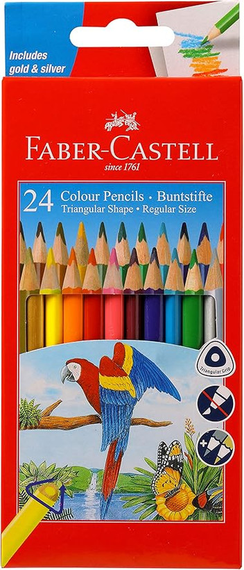 مداد رنگی 24 رنگ جعبه مقوایی طرح طوطی مدل triangle shape کد 118024