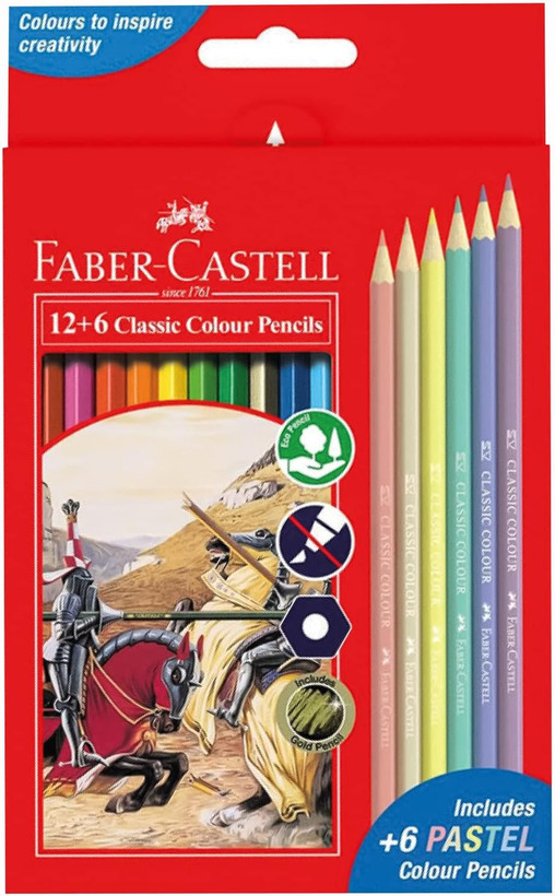 مداد رنگی فابر کاستل 12 +6 جعبه مقوایی مدل colours to inspire creativity کد 115464