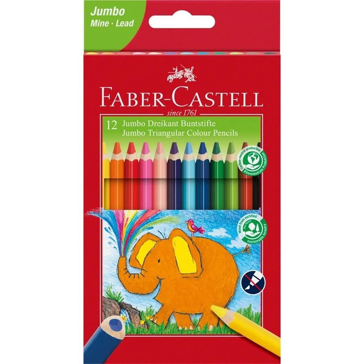 مداد رنگی 12 رنگ فابر-کاستل مدل Jumbo کد 116501