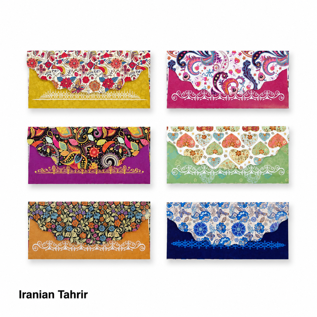 پاکت پول گلاسه جعبه سفید بسته 50 عددی